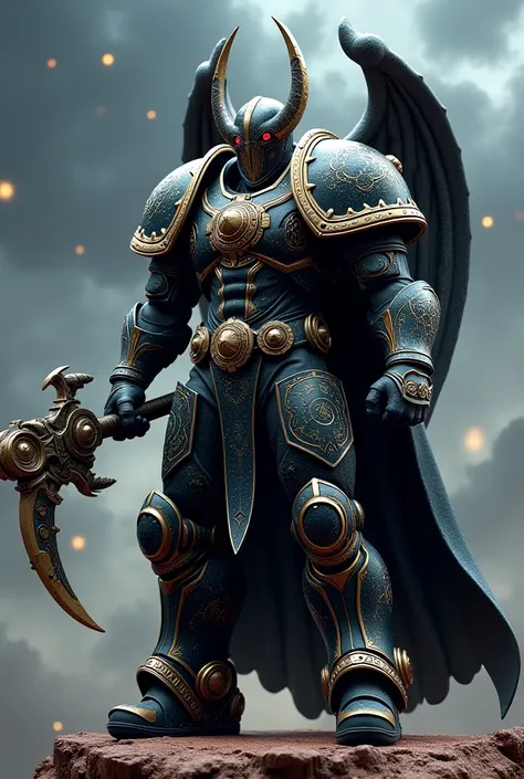 A combination of the Night Lords armor with elements and traits of a Knight of the Zodiac Lost Canvas