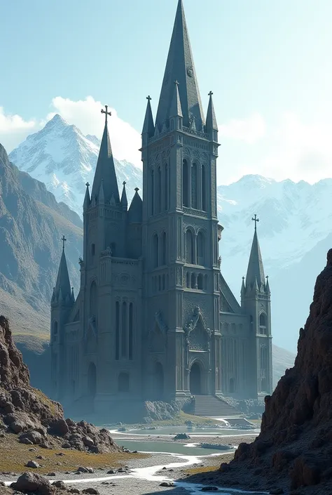 Create a church that is all made of cursed stone in the Andes