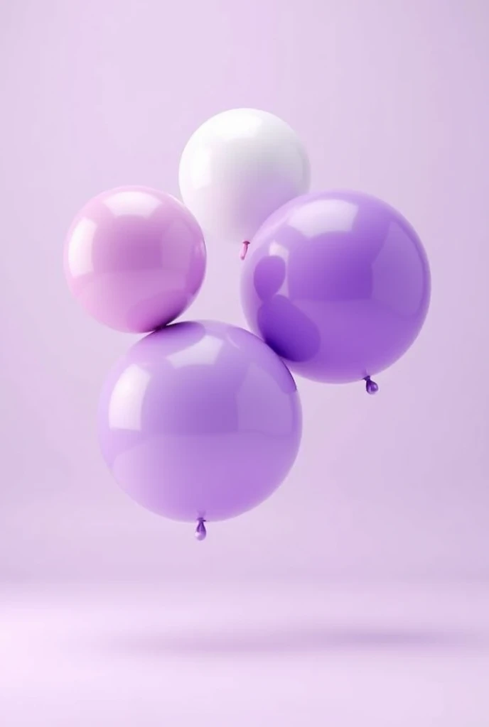 A set of 3 balloons in shades of lilac, in high quality, 8k, Bottomless