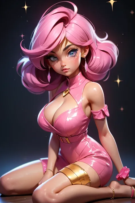 Japanese girl, (anime), manga, (3D), sexy, One Full Growth in Latex, sparkles, Pink Hair, posing, ((Glitter Dust)), dynamic shadows, masterpiece, bright colors, Shimmers, clear details, beautiful appearance, masterpiece, best quality, perfect anatomy, very...