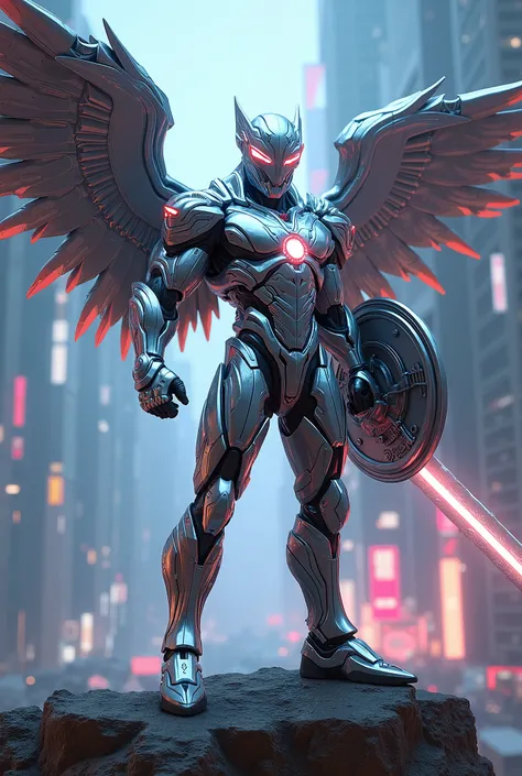 Aluminum super hero, armour, shield sword and wings
