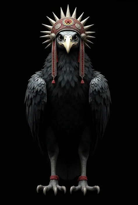 Vulture with a headdress on the head on a black 2d background