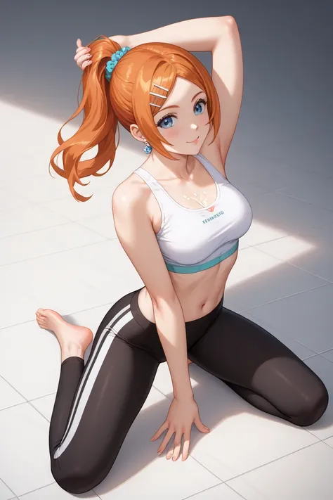 Orihime Inoue – Stretching-Inspired Outfit

Top & Navel Focus

Orihime wears a light, breathable cropped tank top in soft pastel hues, designed for maximum comfort while stretching. The top is tight around her chest, but the navel is exposed as she moves t...