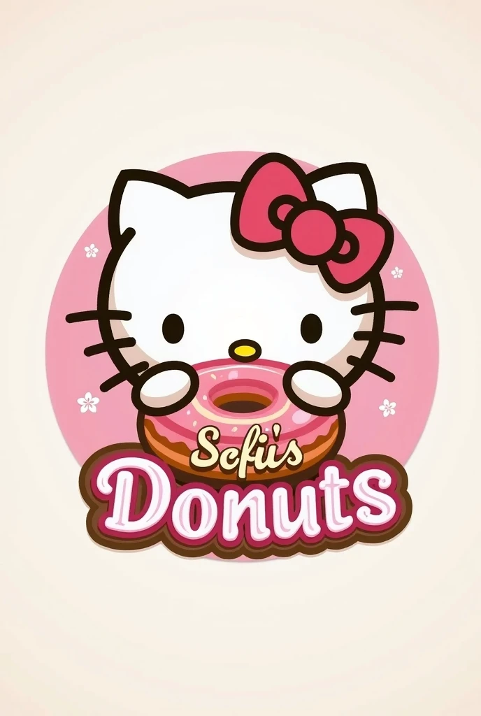 un logo que diga Sweet Donuts con hello kitty con una dona