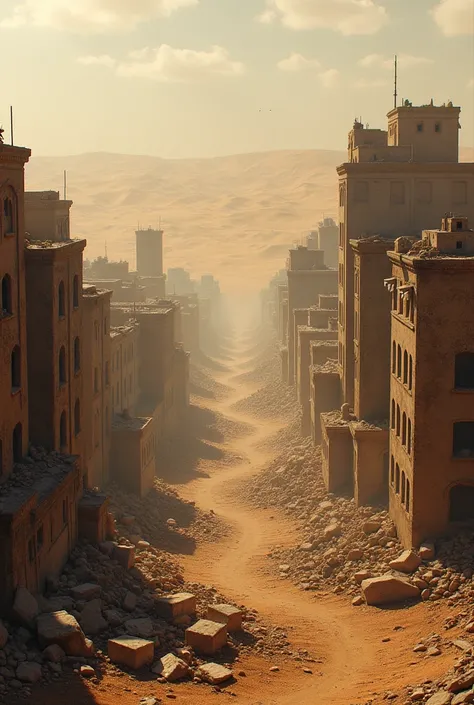 destroyed city, desert 