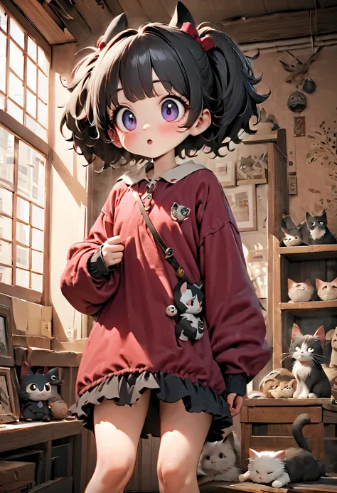 (Masterpiece), (top quality), (very detailed), 16k, wallpaper, Three-haired cat, (High Definition, masterpiece, Accurate, top quality, High Definition model, high detail, (((The textures are soft))), ((matte and toy-like with a handmade premium look)), (((...