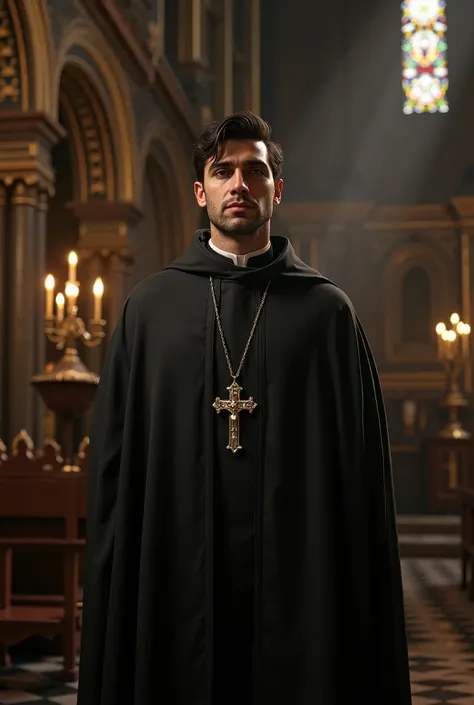 young Spanish man dressed as a priest