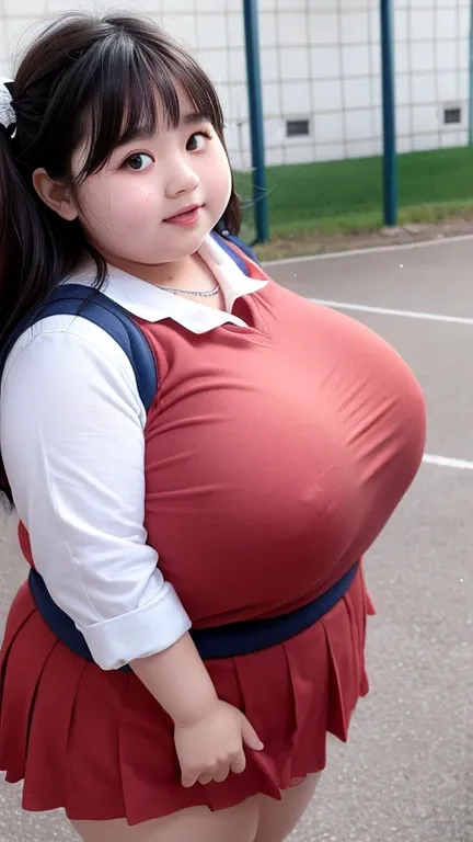 8k， masterpiece、RAW、photo、 top quality、 Details、extreme morbid obesity  ,Overweight  　　Japanese people with long dark hair　 dark eyes　　Fat big face　Young fat girl ,Cute plump elementary school student,fat young girl ,fat student ,Extremely obese young elem...