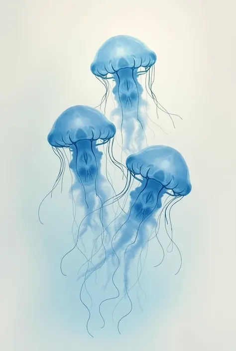 3 jellyfish tattoo design with shades of light blue