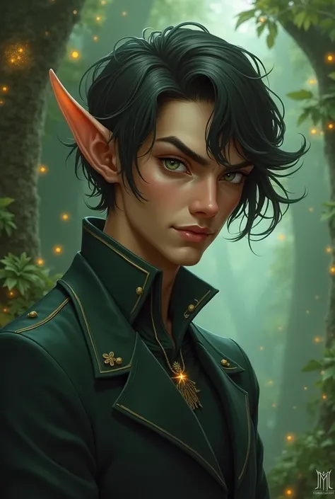 Male elf, bob cut, sly, flirty