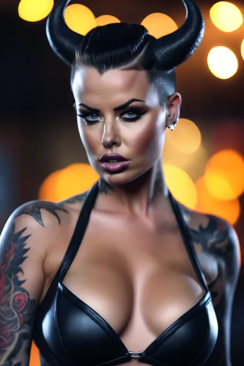 4k highly detailed, realistic, extremely high quality RAW digital photography (portrait photo of Christy Mack as fantasy succubus), (beautiful and detailed eyes: 1.1), busty, bimbo, seductive, sexy, big breasts, epic, hyperrealistic, hyperrealism, 8k, cine...