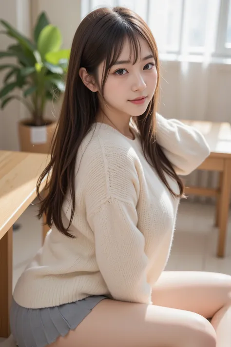     Japanese      cute idol,   Japanese     cute girl,   cute,  1 girl is the best  ,   alone,   university student、 sweater、 skirt  ,       black hair,    long hair,    watch viewers  ,    Masterpiece,    top quality,    More Details,    very detailed, 16...