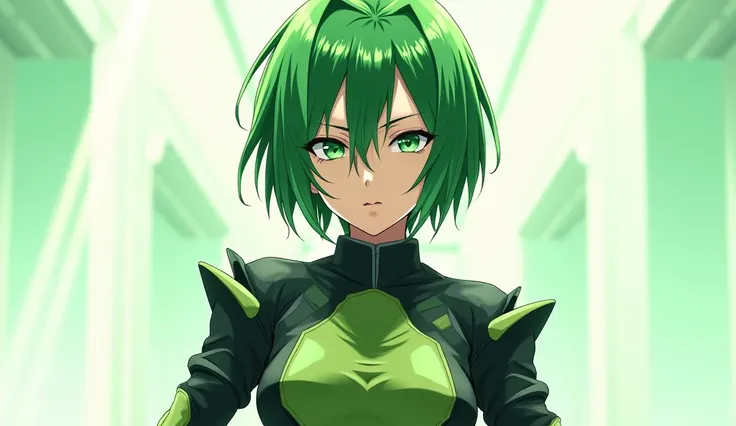 You have a female anime character with short hair based on Xbox One with green and white colors 