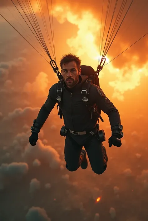 Man skydiving at the end of the world