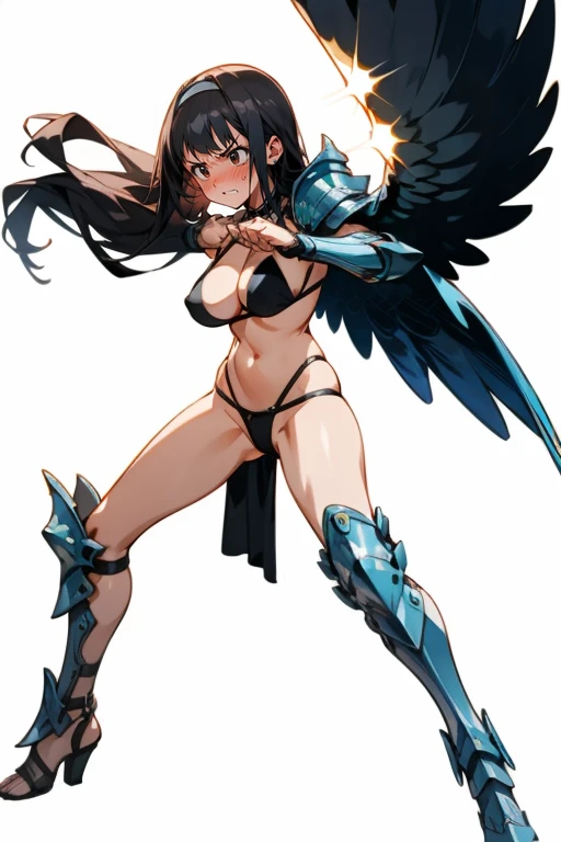 ((((gstring thong)))), ((gigantic breasts)), (transparent erect nipples), (((transparent transparent transparent black green bikini fantasy warrior armor))), (((bare shoulder,))), ((slender:1.2)), (gigantic hips), (gigantic buttocks), ((())), ((((the crotc...