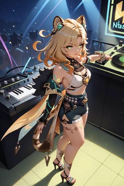 masterpiece, beautiful, ultra-detailed, detailed face, 4k, hd, perfect lighting, best quality, score_9, score_8_up, score_7_up, score_6_up, 2d art, perfect hands, perfect eyes
((cowboy shot))
xilonen, leopard tail, necklace, open clothes, single detached s...