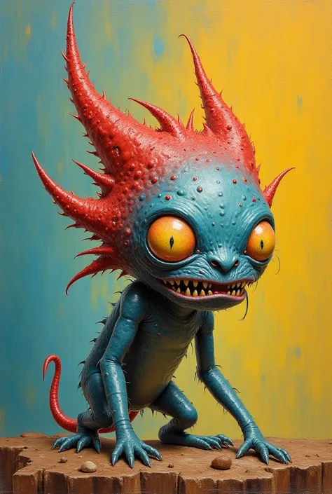  Generate a in high resolution to be used as the cover of an original book.   Extremely beautiful and very detailed art ,  oil painting, shocking,  A little monster in the same style as the monsters in the book " Where the Monsters Live "  by author Mauric...