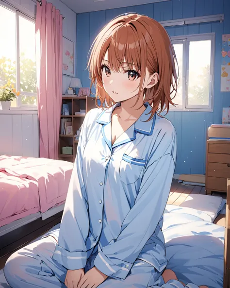  high school girl, ( Misaka Mikoto),  pajamas , room