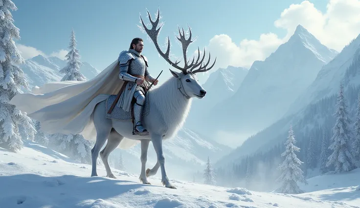 knight riding a snow stag