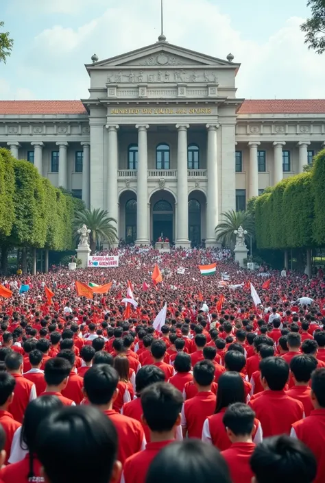 Tens of thousands of young members are celebrating the ten thousand membership in front of the ministry. (Ministry of Youth and Sports)