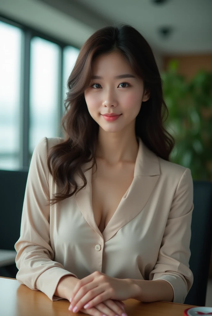 (【32K, raw,  high quality,  masterpiece:1.2), ( real ,  realistic:1.37),  ultra high definition , Asian Korean girl, Cute, One, look,  high quality,  masterpiece, 【32K, sleepy eyes, big goal  ,  beautiful breasts, office background, 顯示 labia minora , Show ...