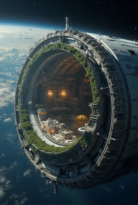 A hyper realistic Conceptual illustration of an O’Neill Cylinder space habitat.