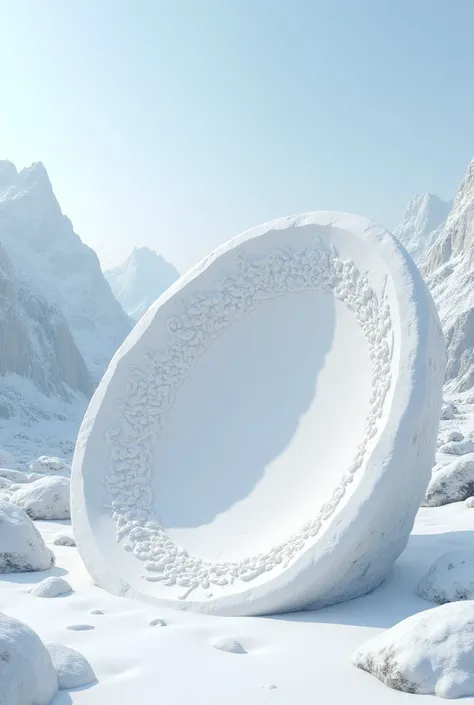 White rocky landscape oval medallion 