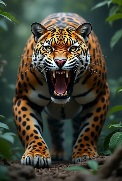 Jaguar with its mouth open