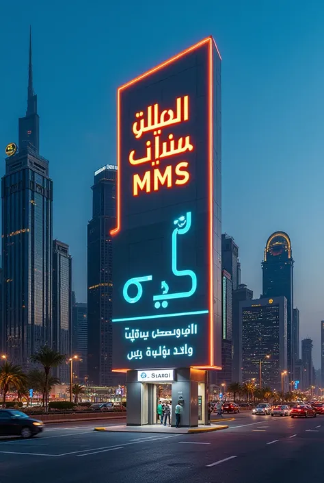 A big sign in Riyadh with an MMS station