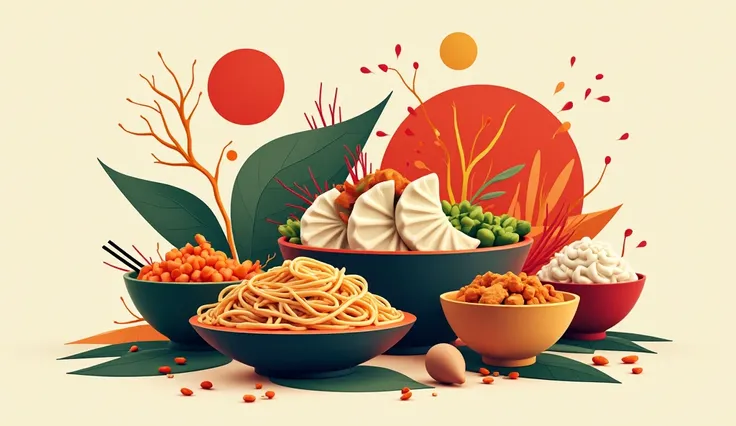 Chinese food as geometric art style