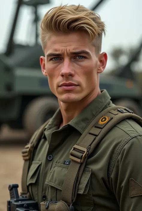 Handsome blond military boy