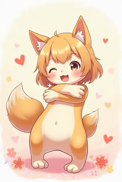 Cute, doggirl, anime style, hugs