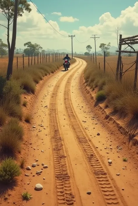 DIRT ROAD MARKED WITH MOTORCYCLE WHEELS