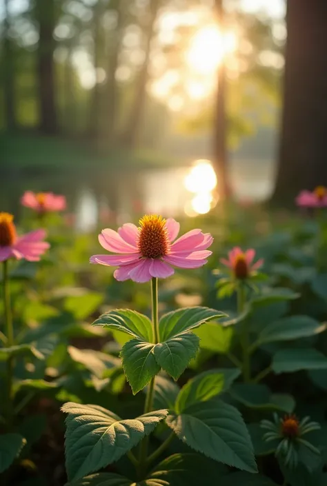 flower, nature, Sunlight through the woods , lake,  Beauty in every detail. 