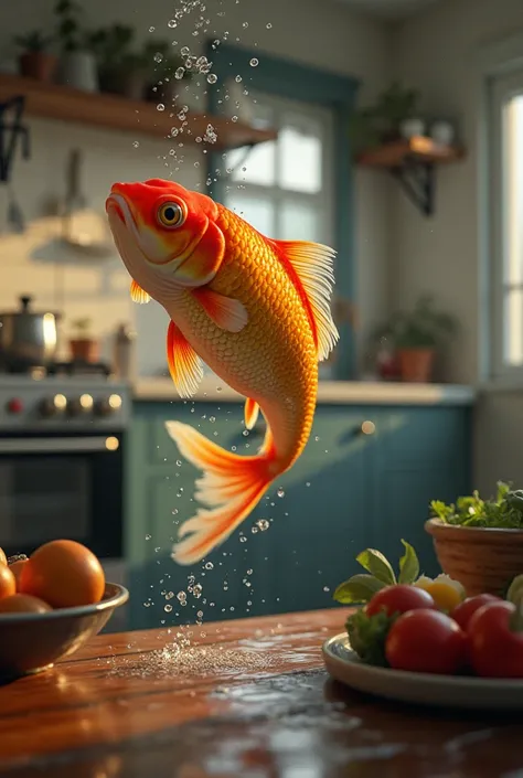 A fish in the kitchen