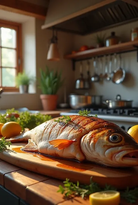 Fish in the kitchen cooked