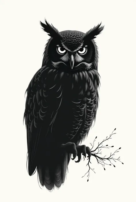 Owl silhouette with fine lines 