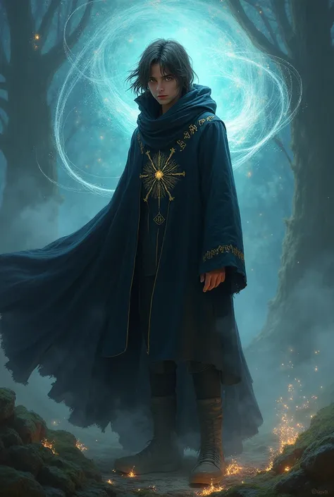 Teenage Wizard with black robe and special eyes