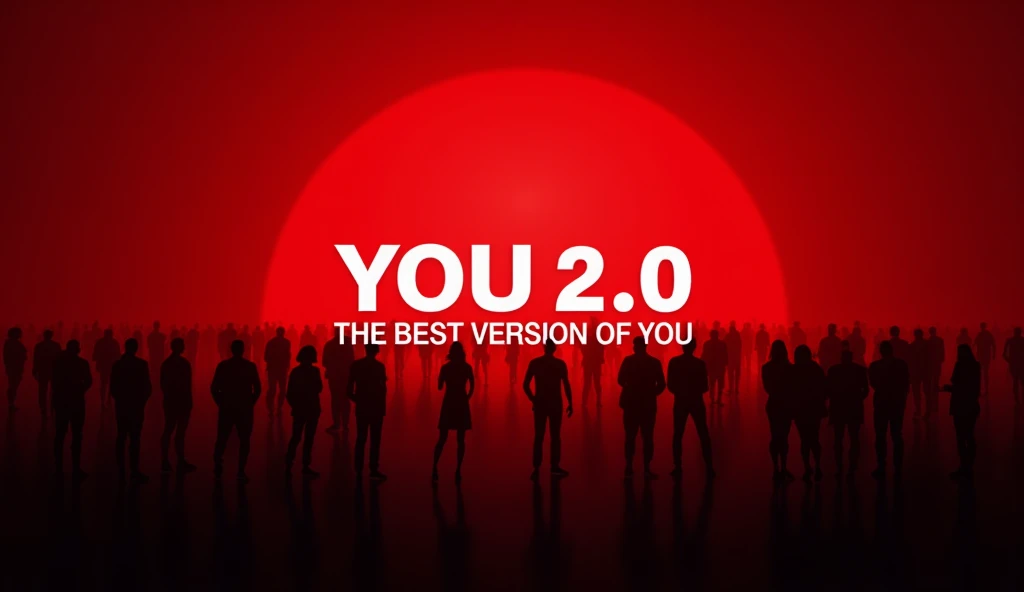  Design me a creative banner in red and black with the words YOU 2.0 The best version of you
At the bottom of the banner you can place images of people in the shade, but it is not necessary