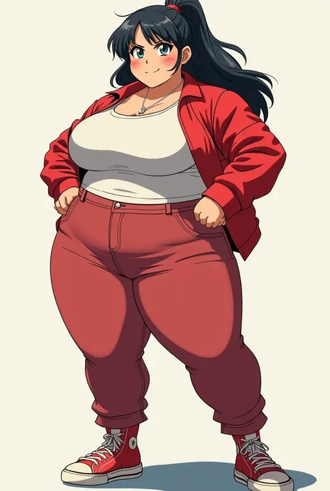 create a thick anime girl dynamic poses full body and make it a refrence