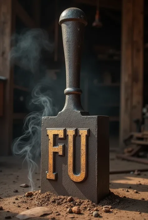 Iron for cattle with the letters FU