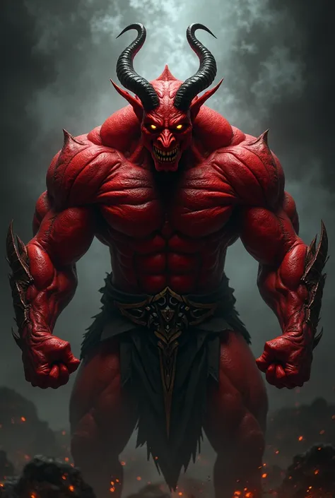 Red demon without a cribe with a crossed fist