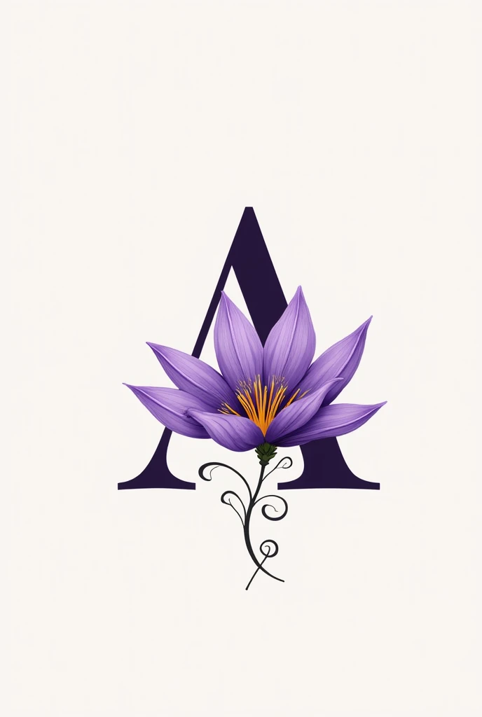 Letter A sewing logo with a purple flower