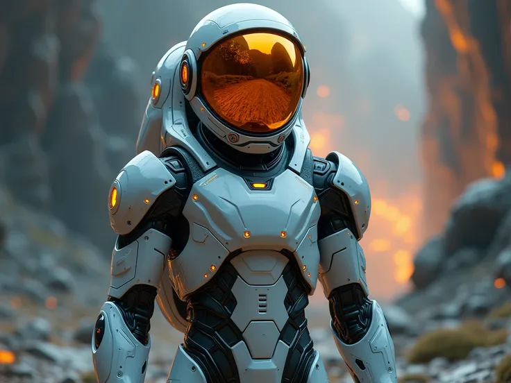  generates an HD image of an astronaut wearing a futuristic helmet, orange mirror 