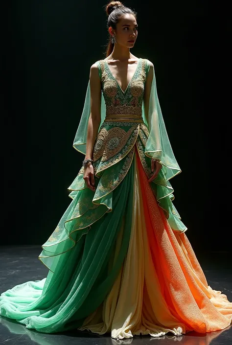  I will design an innovative ball gown for the Grammy Awards presentation ,  integrating in a single piece three styles that represent Irish heritage ,  Korean and African jacket .

 Dress Concept : "Trinity Symphony "

 This design combines three cultures...