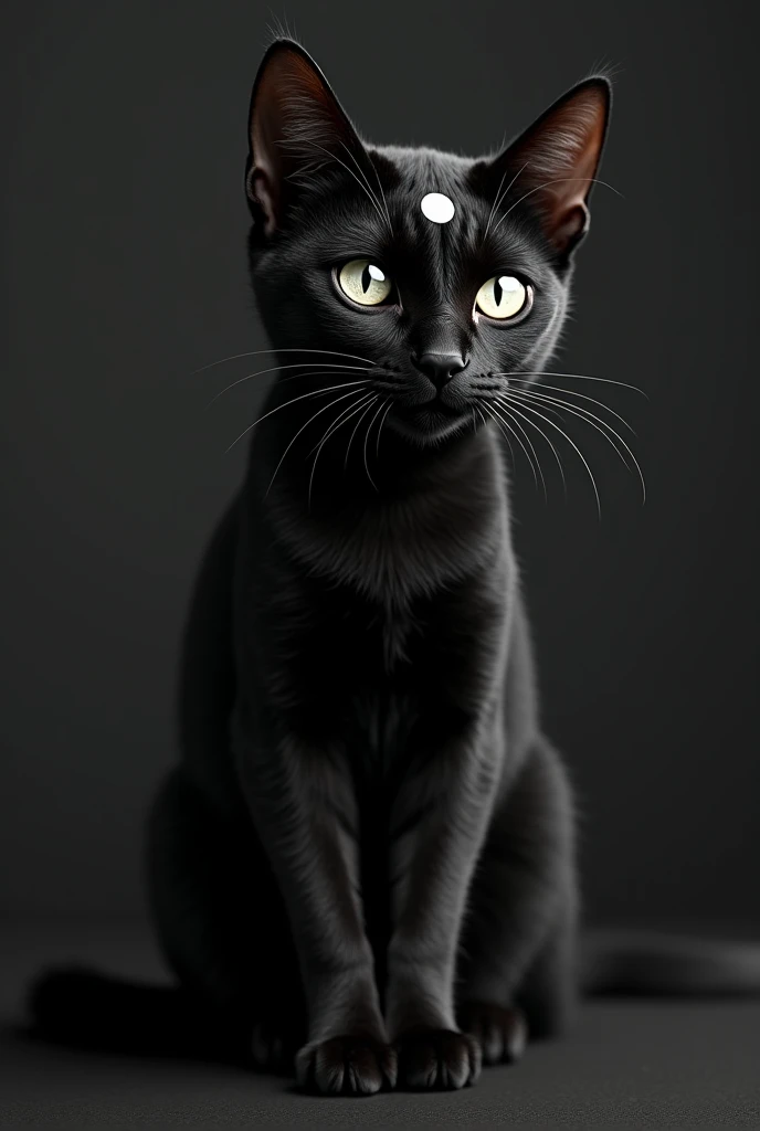 a black and white cat with a moon symbol at forehead, octane render, RAW Photo, 8k, ultradetailed, realistic, HDR,