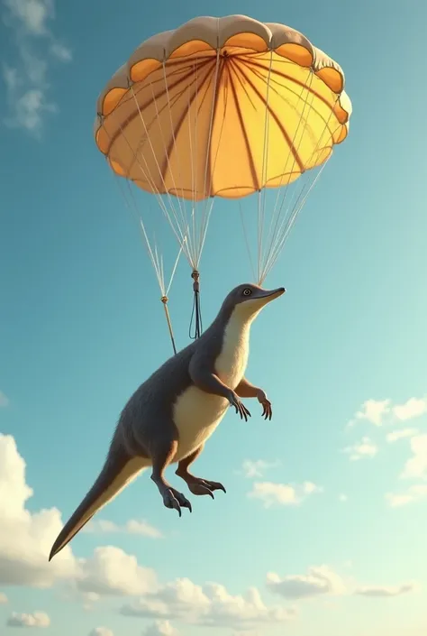 Platypus jumping from a parachute