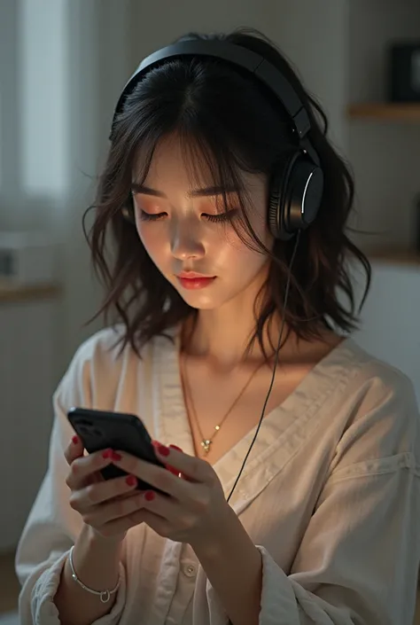 A girl listening to music with the eSound music player