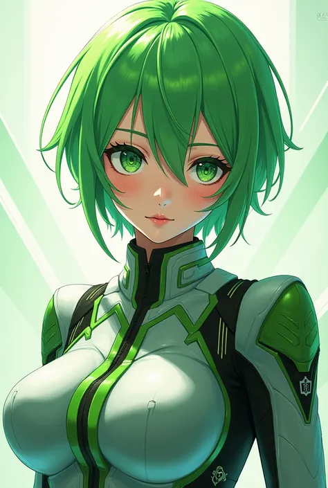 You have a female anime character with short hair based on Xbox One with green and white colors 