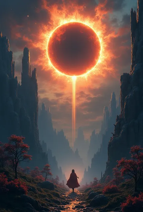 solar eclipse, no humans, whimsical, splash art, concept art, max details, midjourneyv6.1, masterpiece, dark, night